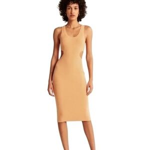 Abercrombie and Fitch Elevated Knit Cut Out Midi Dress, Orange, Size M